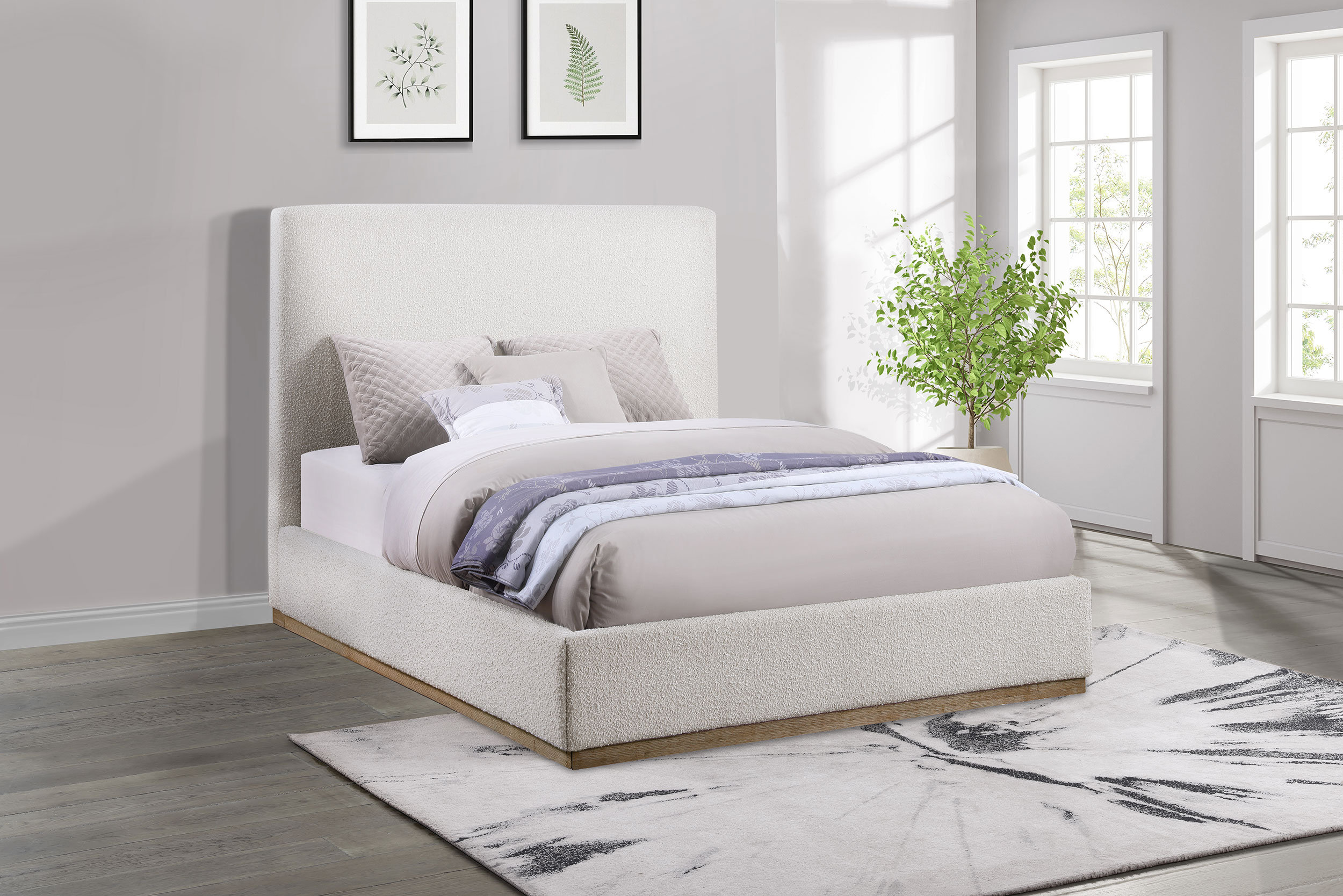 Latitude Run Theora Upholstered Queen Platform Bed Cream Reviews Wayfair